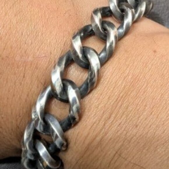 Gaboratory Gabor Vintage Silver Gush Cuban Link Biker BRACELET 925 - Picture 7 of 11